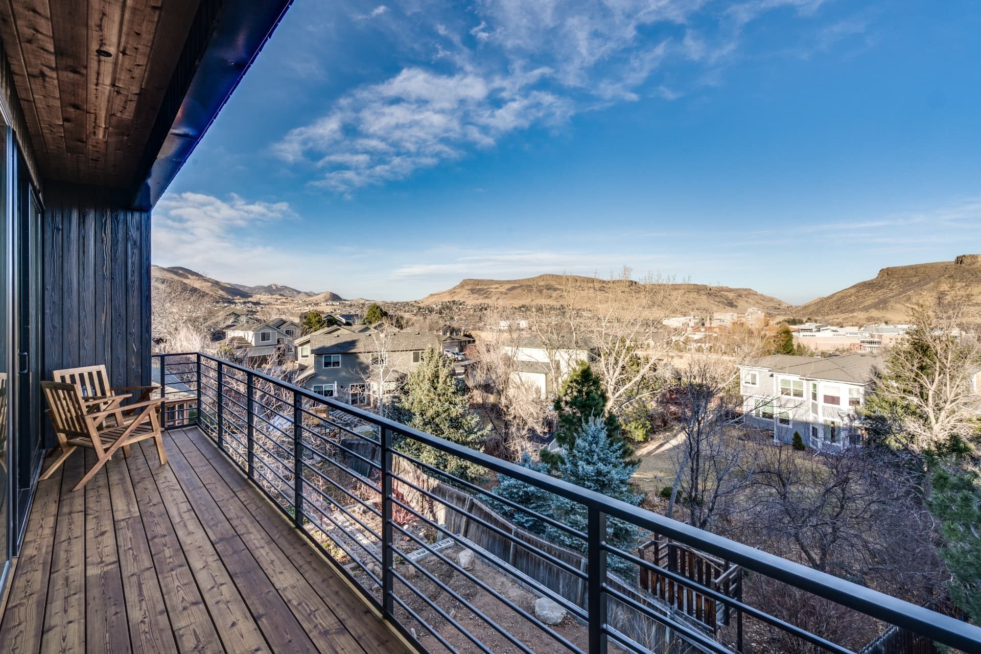 View from the upper balcony across Golden to the surrounding mesas
